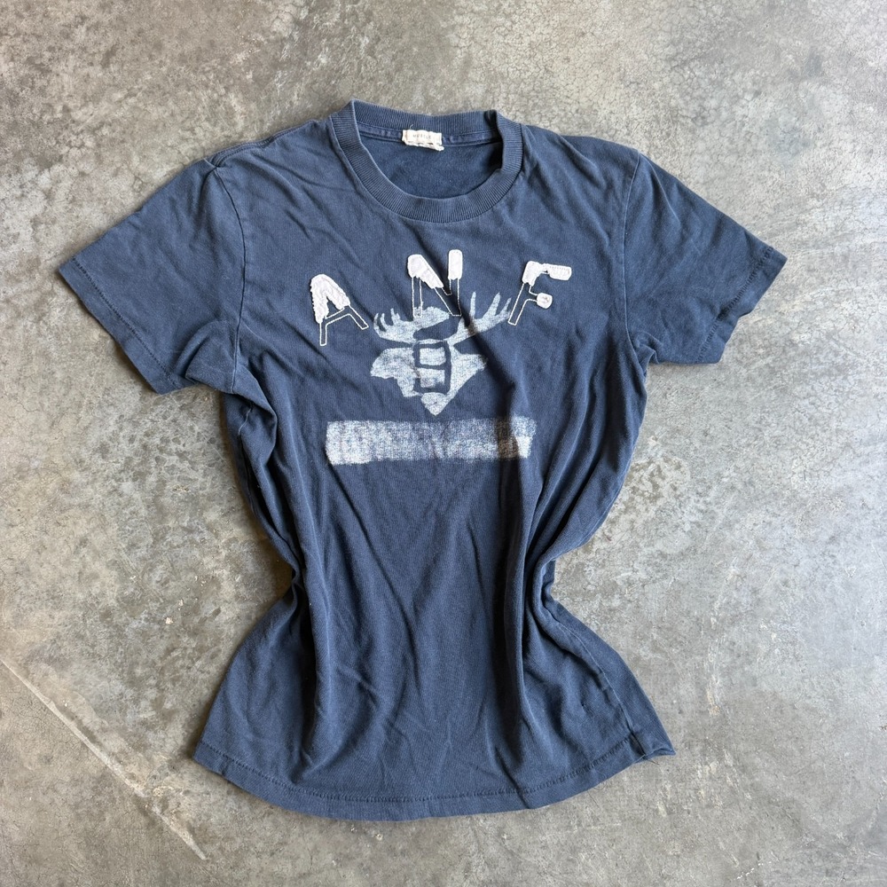 Vintage Abercrombie & Fitch T Shirt Womens M Blue Muscle Big Moose Stitched Y2K